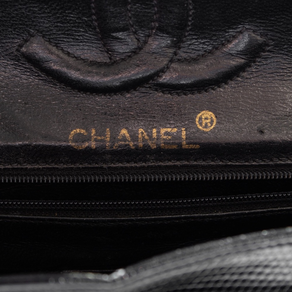 Chanel Vintage Small Classic Flap Exotic Lizard Leather 24K Gold CC Black Bag - Picture 15 of 16